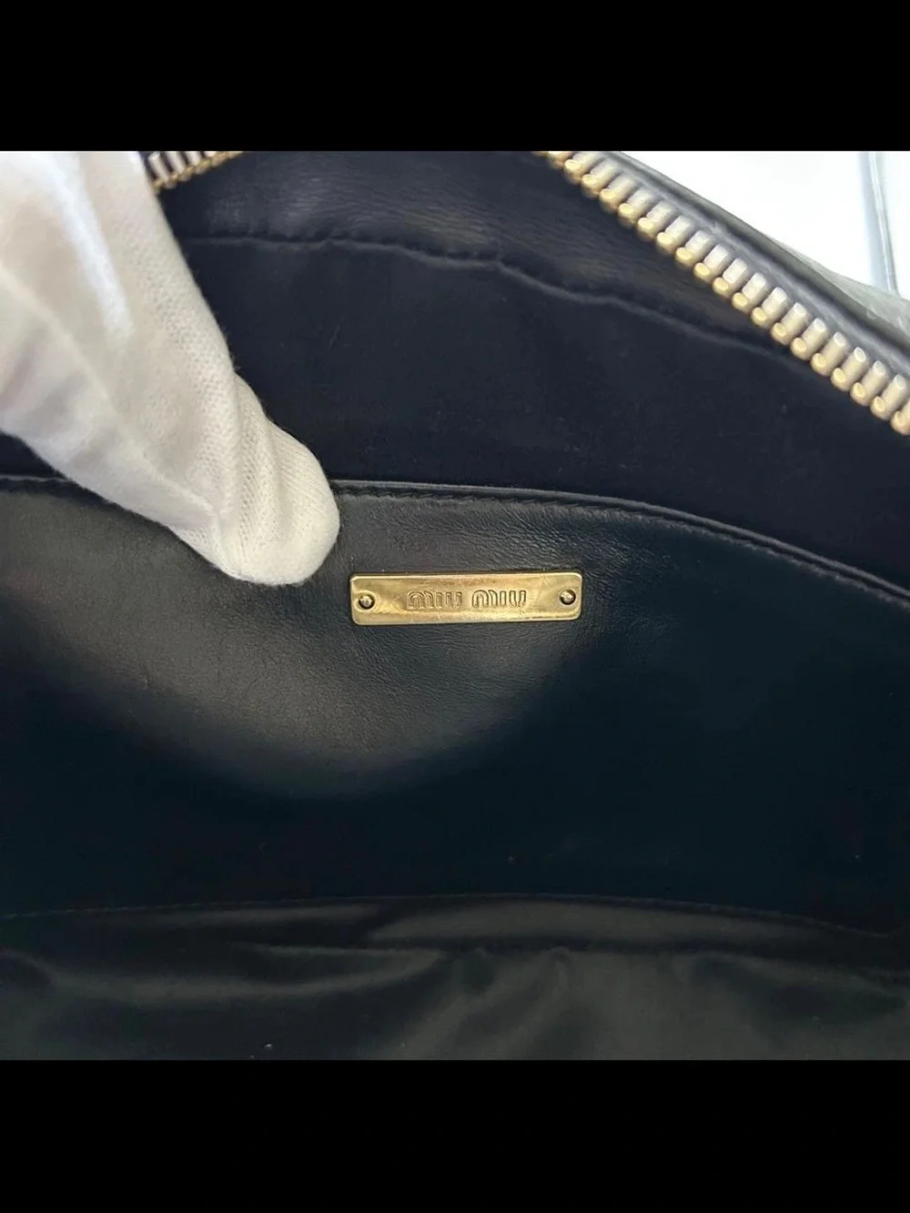 Miu Miu Black Quilted Camera Bag with Gold Chain Accent